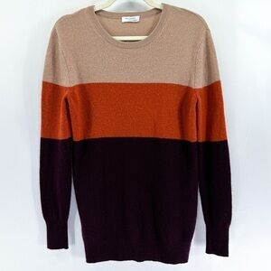 𝅺EQUIPMENT Femme Cashmere Tan Orange Purple Colorblock Sweater size small